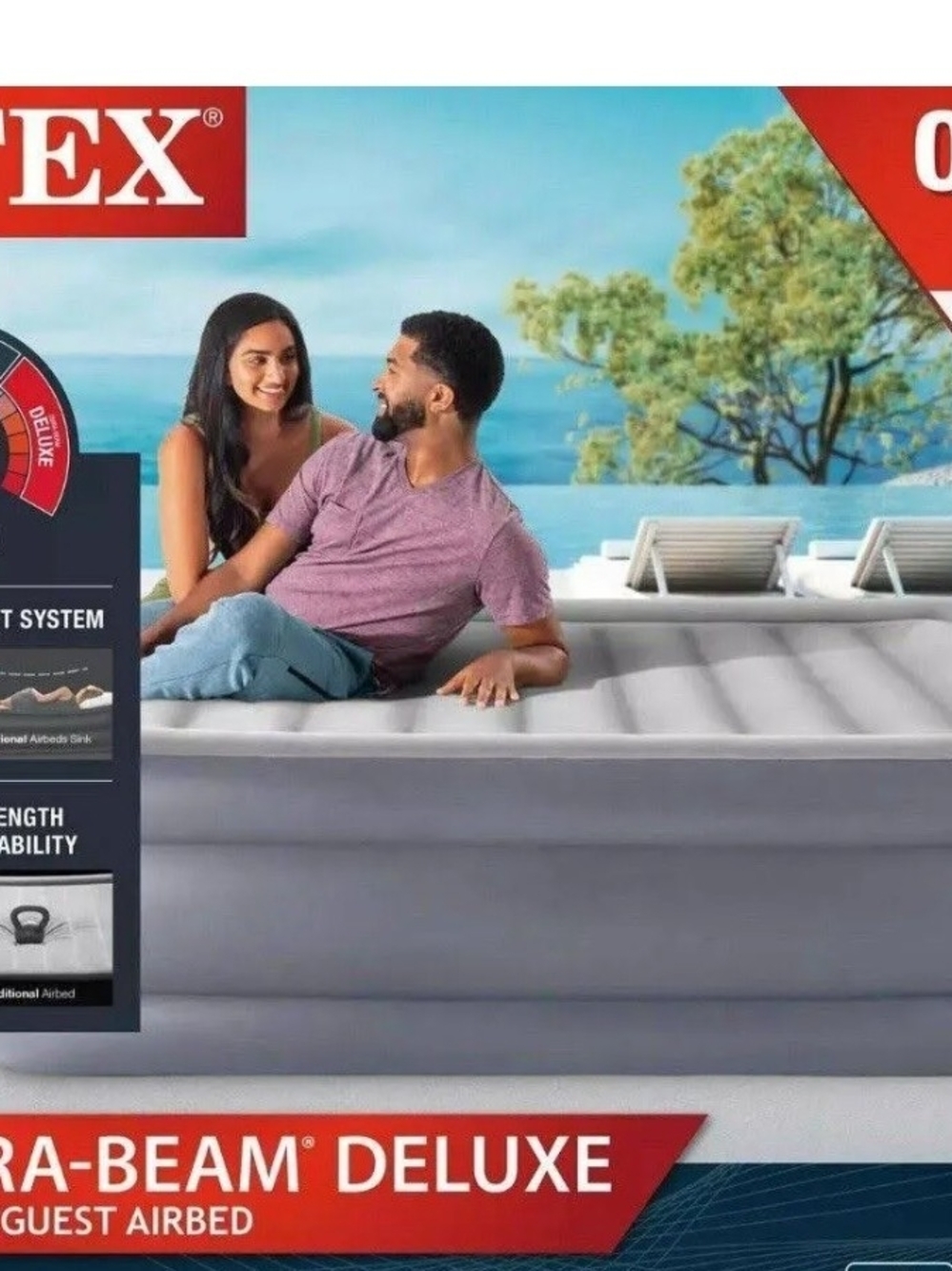 Intex Dura-Beam Deluxe Inflatable Guest Airbed - Queen Gray